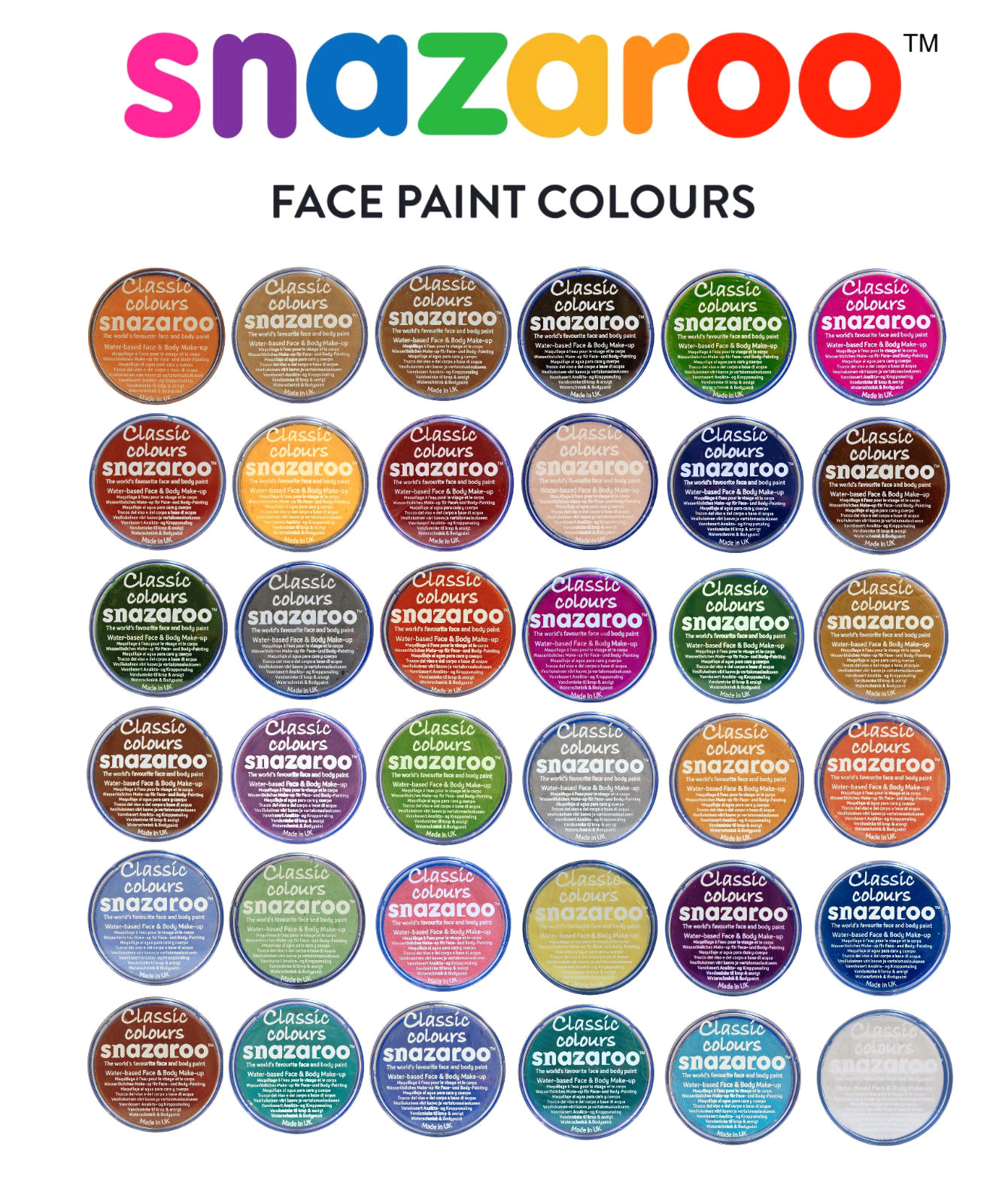 Snazaroo Face Paint Colors