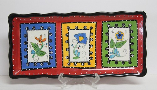 Tischplatte Lifestyles "Kashmir" rot rechteckig Servierplatte - 14x7" - Bild 1 von 7