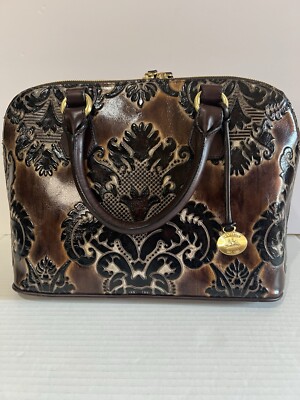 PO  Brahmin Satchel Vivian Limited Edition Espresso Fresco Damask Floral