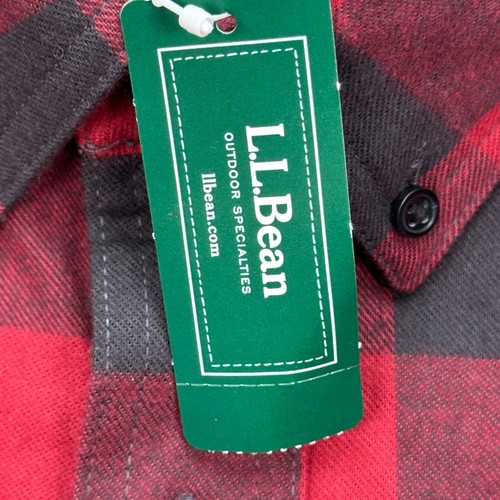 LL Bean Plaid Flannel Shirt Men's Size 2XLT Red Slightly Fitted Cotton NWT - Picture 4 of 10