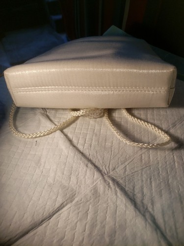 La Regale Wedding Bag Purse Clutch Satin White Beaded Handle - Picture 4 of 16