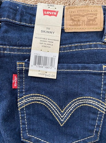 Neu mit Etikett Levi's Mädchen 711 Skinny Fit Jeans Farbe dunkelblau Größe Reg 8, 10, 12 $ 40 - Bild 5 von 37