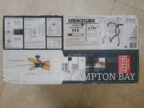 52" Outdoor Tropical Ceiling Fan Hampton Bay Lillycrest Indoor/Outdoor NEW - Picture 2 of 7