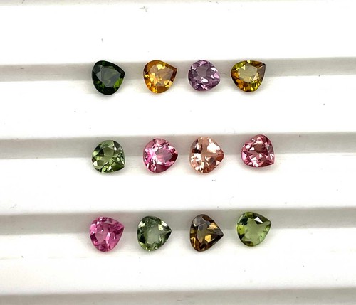 Natural Multi Tourmaline Heart Cut Loose Gemstone Lot 26 Pcs 3.50 MM 4 CT - Picture 3 of 5