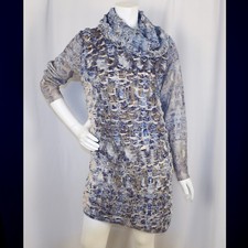 ALBERTO MAKALI Milano Blue Multicolor Acrylic Wool Women Sweater Dress Size L