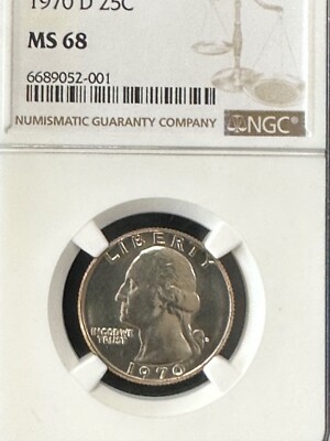 1970 D NGC MS 68 WASHINGTON QUARTER HIGH GRADE! Bright White
