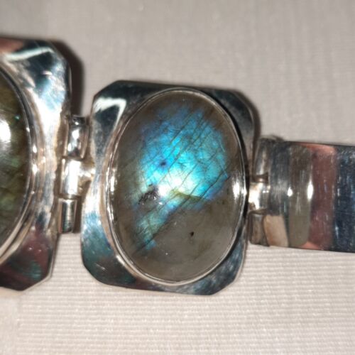 JOLI BRACELET EN ARGENT MASSIF 925 ET CABOCHONS LABRADORITE - Imagen 10 de 15
