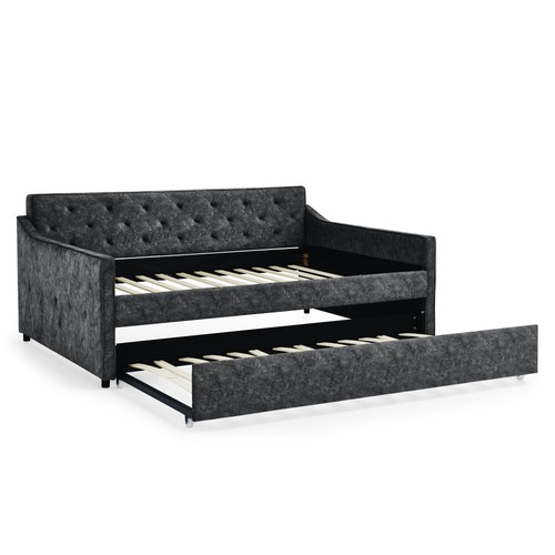 Home Upholstered Button Tufted Full Size DayBed Frame with Twin Size Trundle Bed - Picture 13 of 13