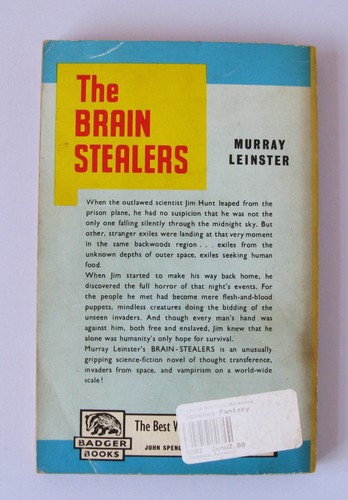 THE BRAIN STEALERS - MURRAY LEINSTER BADGER BOOKS SF 33 (1960) - Picture 2 of 3