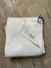 Vintage New RN Rudin Needlecraft white baby blanket Custom made SPAIN 49 x 49