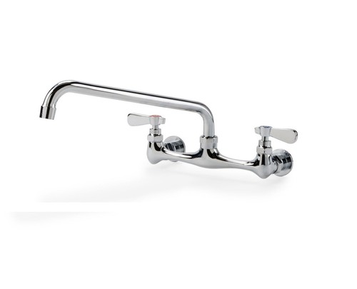 Commercial Kitchen Wall Mount Faucet with 8" Center and 12" spout - NSF- No Lead - Picture 2 of 3
