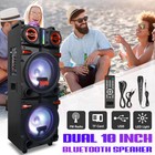 Dual 10" Woofer Loud Bluetooth Speaker Rechargable Party Karaoke Dj Aux Fm w/Mic