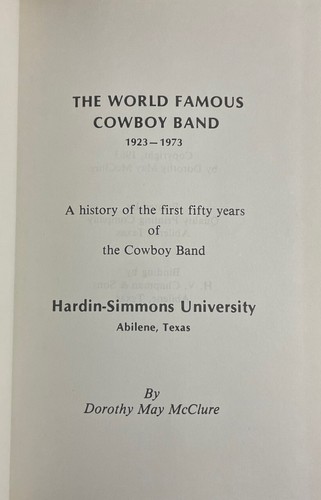 The World Famous Cowboy Band  1923 - 1973 / McClure / HB 1983 - Bild 2 von 6