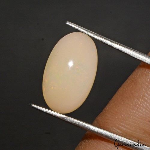 3.90 Cts Natural White Australian Opal Cabochon Ring Size Loose Gemstone~16*10mm - Picture 2 of 6