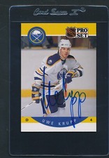 1990/91 Pro Set #23 Uwe Krupp Sabres Signed Auto *D5099