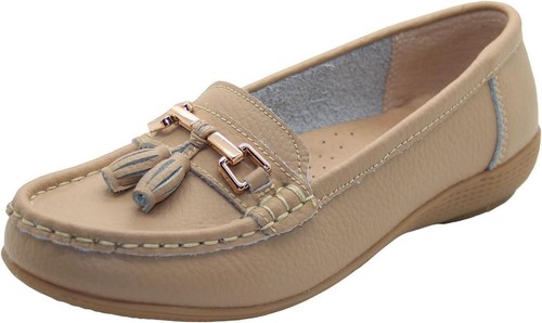Jo & Joe Damen Lederschuhe Damen weiches Leder Brogue Halbschuh flache Schuhe Sand