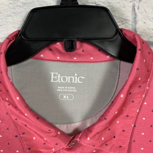 Etonic Golf Polo Shirt Mens XL Short Sleeve Pink Dots Performance Stretch - Picture 6 of 12