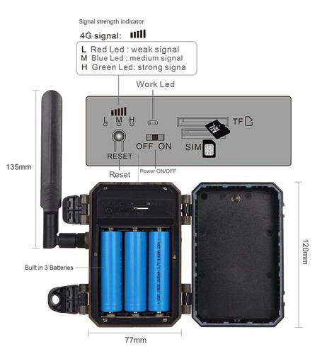 Solar Cellular Trail Camera 1440P 4G LTE Game Camera Hunting Camera 128G TF Card - Picture 9 of 16