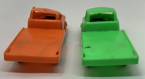 🚚 Vintage Jimson Plastic Friction Flat-bed truck LOT OF 2 GREEN & ORANGE F/SHIP - Picture 6 of 12