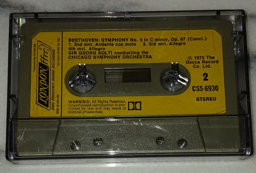 Sir Georg Solti Beethoven Symphony No. 5 Leonore Overture Cassette Tape Vintage - Picture 2 of 2