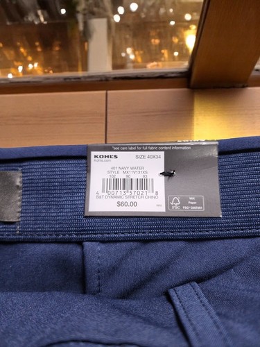 Nuevos pantalones chinos urbanos elásticos dinámicos para hombre FLX azul marino 40x34 - Imagen 5 de 11