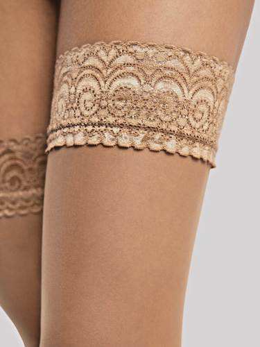 Fiore Edith 8DEN Halterlose Strümpfe Schwarz Weiß Natural S-L Feine Damen Nylons - Bild 3 von 20