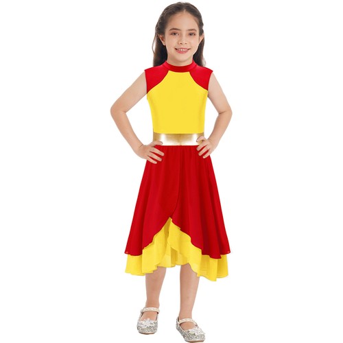 Niños Niñas Disfraz Baile Ropa Alabanza Vestido Fiesta Uniforme Figura Cuello Simulado - Imagen 26 de 48