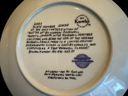Norman Rockwell Collectible Plates Set of 2 Ice Skating with Grandpa & Batter Up - Picture 5 of 5