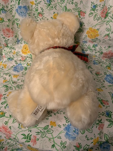 RBI Ron Banafato Inc. Soft Cream Bear With Red And Green Bow 16" Floppy Weighted - Picture 4 of 9