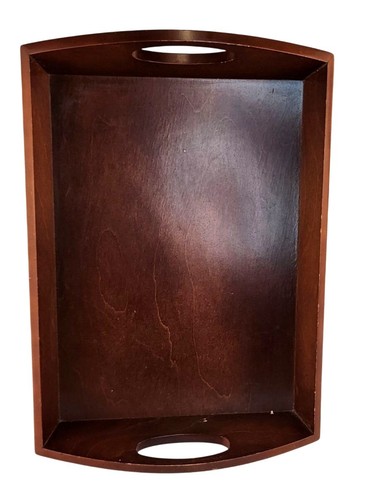 Wooden Serving Tray With Handles For Kitchen Or Home Décor Rectangular Dark Brow - Picture 7 of 8