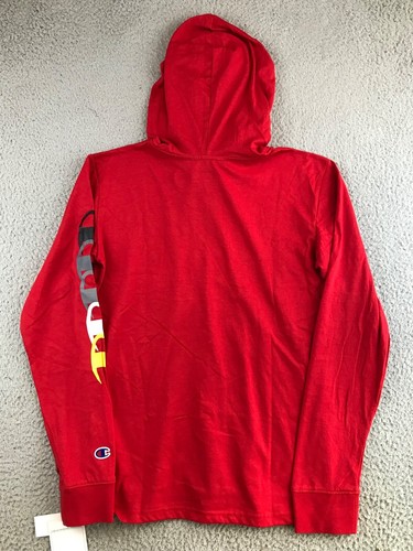 NWT Champion Shirt Youth Large Red Long Sleeve Hooded Tee Logo Graphic Pullover - Picture 13 of 20