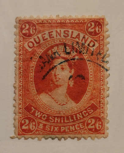 QUEENSLAND 2s 6d STAMP, 2 Shillings 6 Pence, Strong, Bright Colors, XF/S - Picture 2 of 2