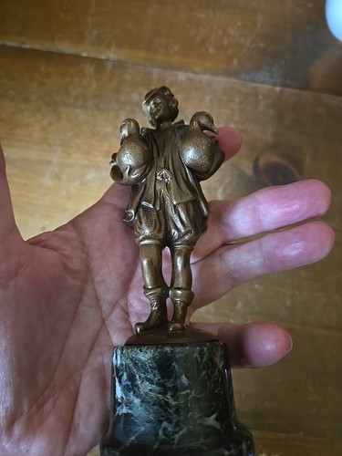 Alfred David Lenz BRONZE Figur, Gänsemann von Nürnberg / Mann mit Gänsen - Bild 6 von 11