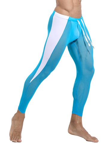 Men's See Through Mesh Yoga Pants Drawstring Compression Tights Workout AU - Picture 24 of 32