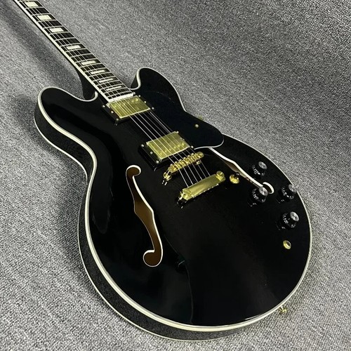 Black Gib ES 335 Electric Guitar Semi Hollow Maple Body Rosewood Fingerboard - Picture 6 of 12