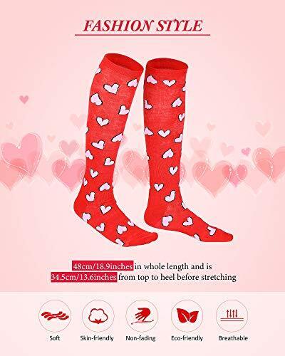 Geyoga 6 Pairs Valentine's Day Knee Cotton High Socks Women's Heart Love Knee - Picture 6 of 7