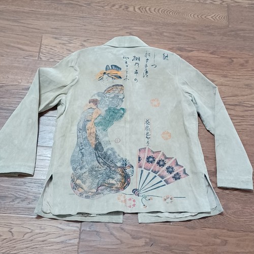 Drapers & Damons Leather Jacket Womans Large Geometric Beige Long Sleeve Collar - Picture 5 of 9