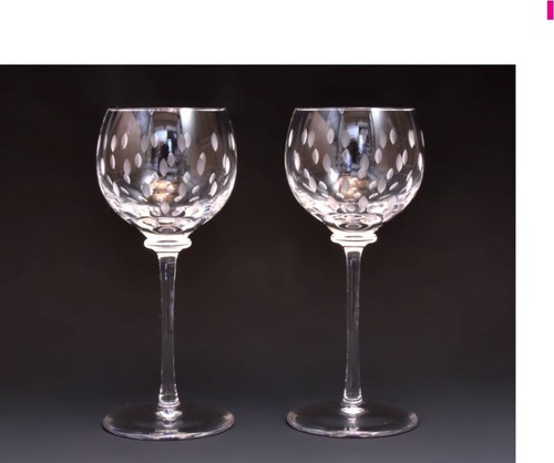 Authentic Hermes Paris Fanfare Crystal Wine Pair Glasses with Case Unused - Picture 3 of 7
