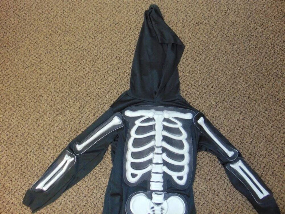 Disfraz de Halloween 3T/4T para niños pequeños esqueleto blanco 3D 6 piezas mono niños Foto 4 de 4