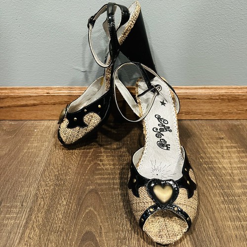 Vintage Y2K Naughty Monkey Peep Toe High Heels Shoes 9 Heart Strappy Open Roe - Picture 1 of 8