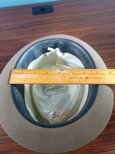Vintage Creighton Fedora Classic Style Brown Felt Green Band - Picture 16 of 21