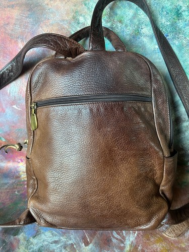 Vintage LIBAIRE Distressed Brown Leather Backpack – Multiple Pockets - Bild 3 von 12