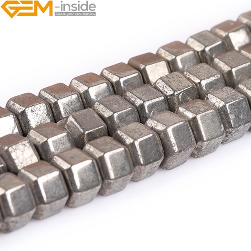 Natural Genuine Gray Pyrite Twist Silver Spacer Beads For Jewelry Making 15'' - Picture 103 of 149