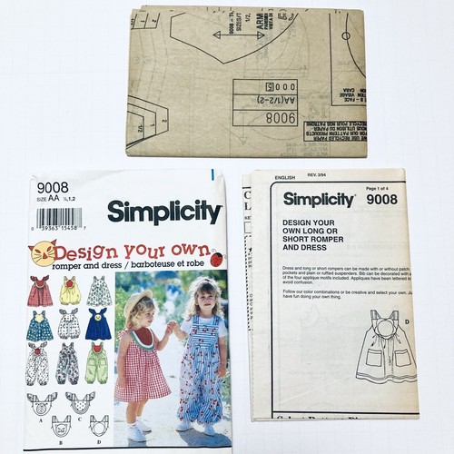 Simplicity 9008; ©1996; Toddler Girls' Long or Short Romper and Dress Size .5-2 - Picture 4 of 5