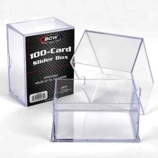 (2) BCW 2-piece Slider Box 100ct Clear Trading Cards Storage Holder