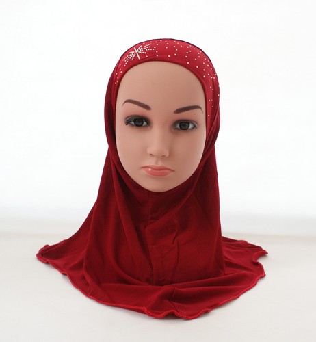 Muslim Kids Girls Hijab Scarf Islamic Children Hot Drilling Scarf Headscarf 2-6Y - Picture 12 of 132