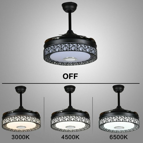 42”Invisible Bluetooth Ceiling Fan Light Home Remote Music Player LED Chandelier - Picture 10 of 20
