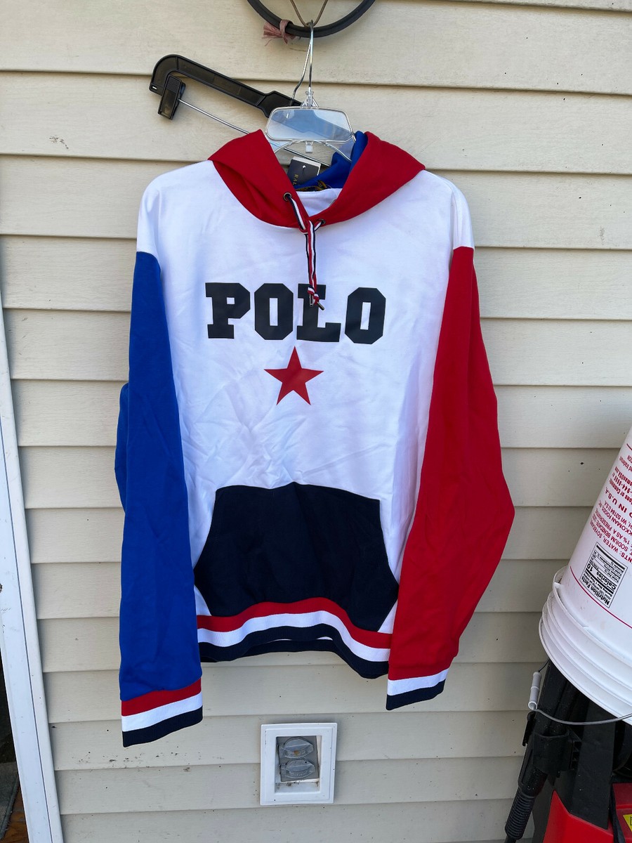 Polo Ralph Lauren Star Hoodie Red White Blue USA Color-block