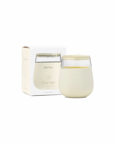 Porter W&P Tragbarer Becher - Silikonumwickeltes Glas - 15oz - Creme - Bild 2 von 3