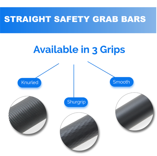 Shower Grab Bar Knurled Grip in Matte Black Finish | Holds Upto 400 lb - Picture 62 of 63